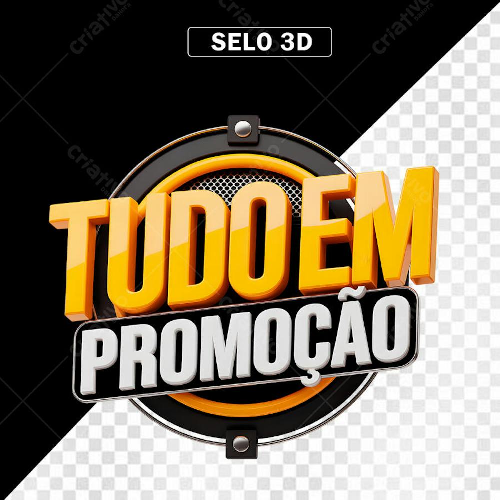 Selo 3D Tudo em Promoção PNG Transparente
