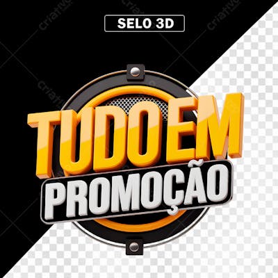 Selo 3D Tudo em Promoção PNG Transparente