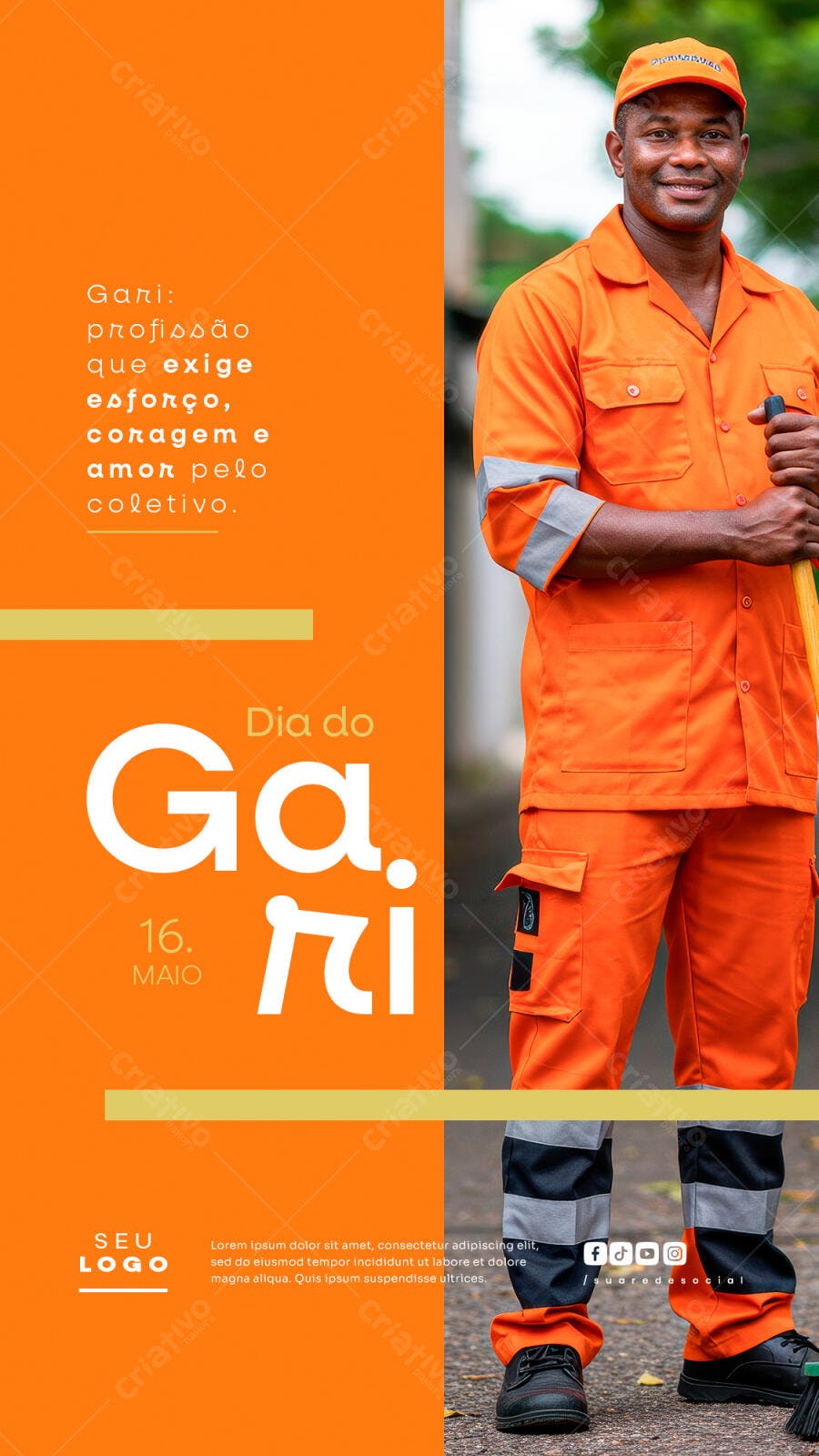 Flyer Dia do Gari 16 de Maio PSD Editável