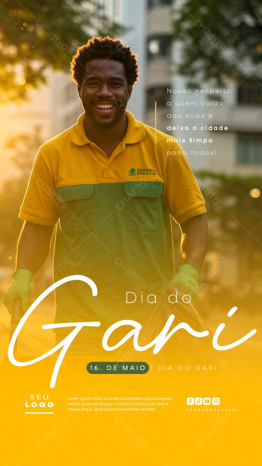 Flyer Dia do Gari 16 de Maio PSD Editável