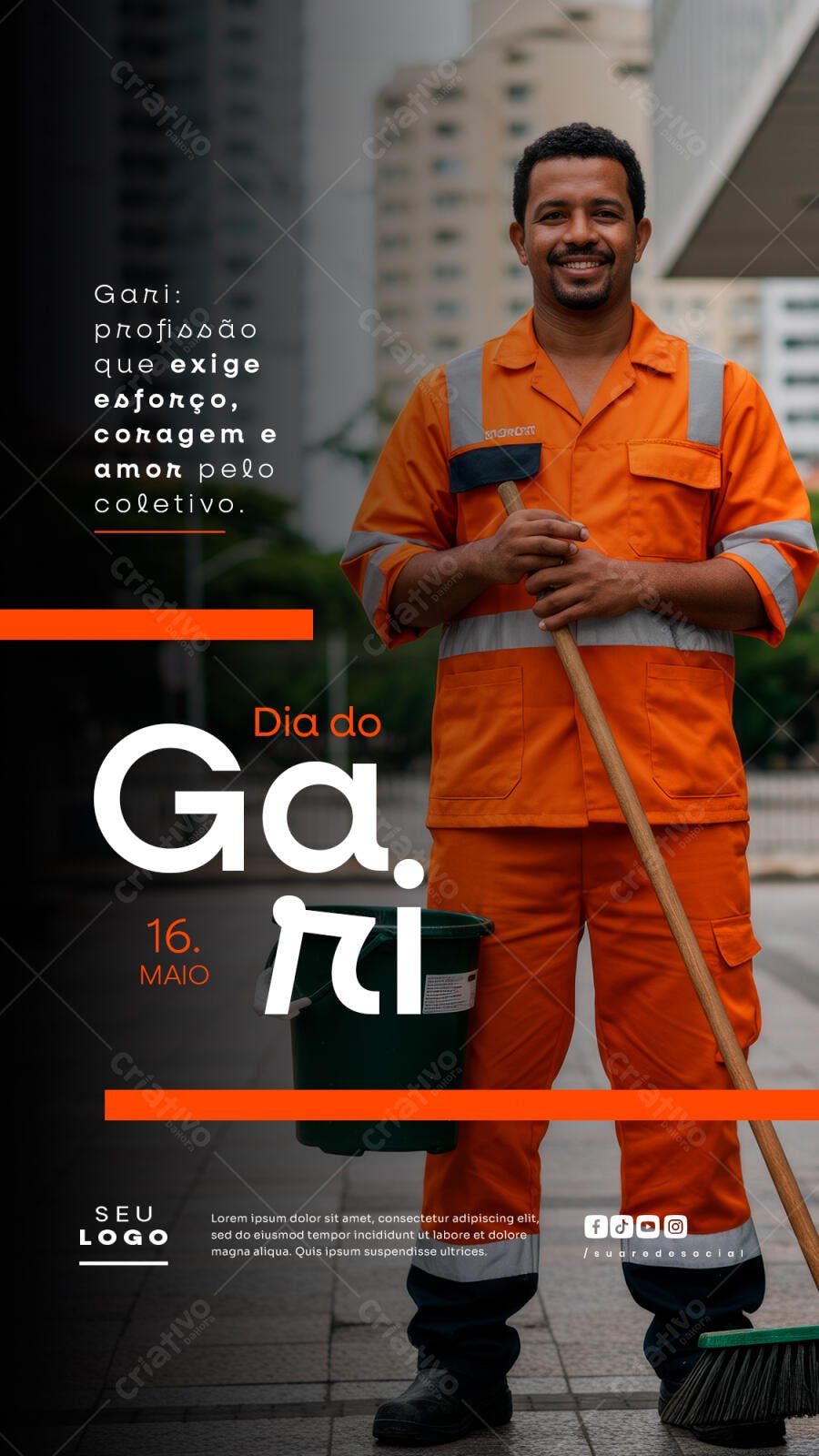 Flyer Dia do Gari PSD Editável