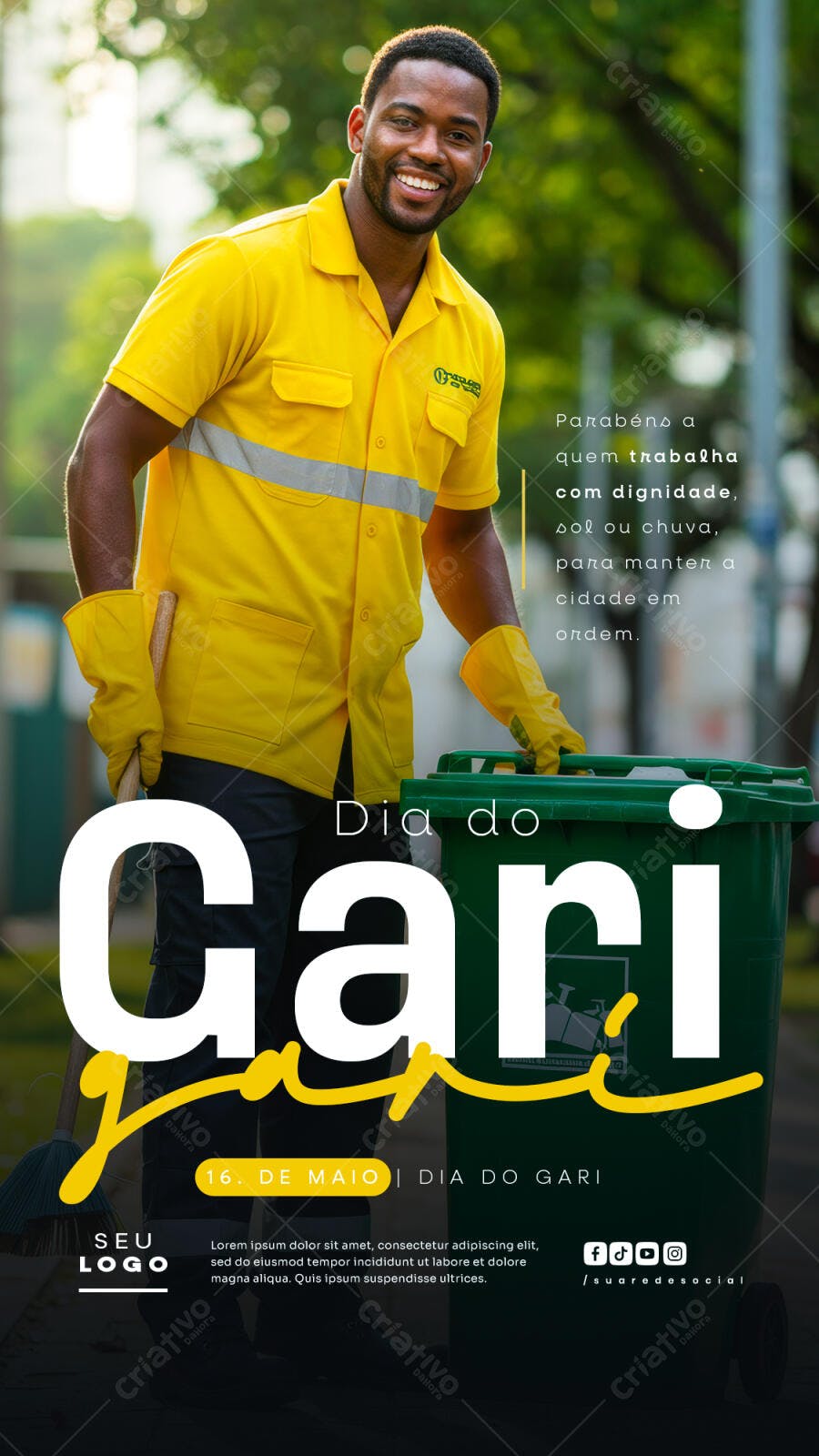 Flyer Dia do Gari 16 de Maio PSD Editável