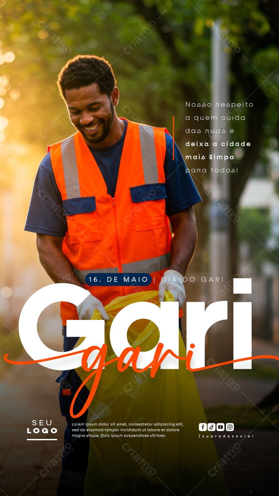 Flyer Dia do Gari PSD Editável