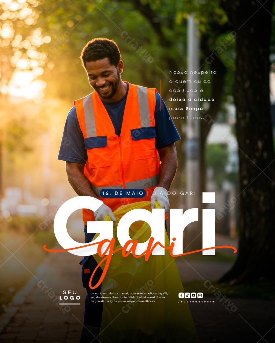 Flyer Dia do Gari PSD Editável