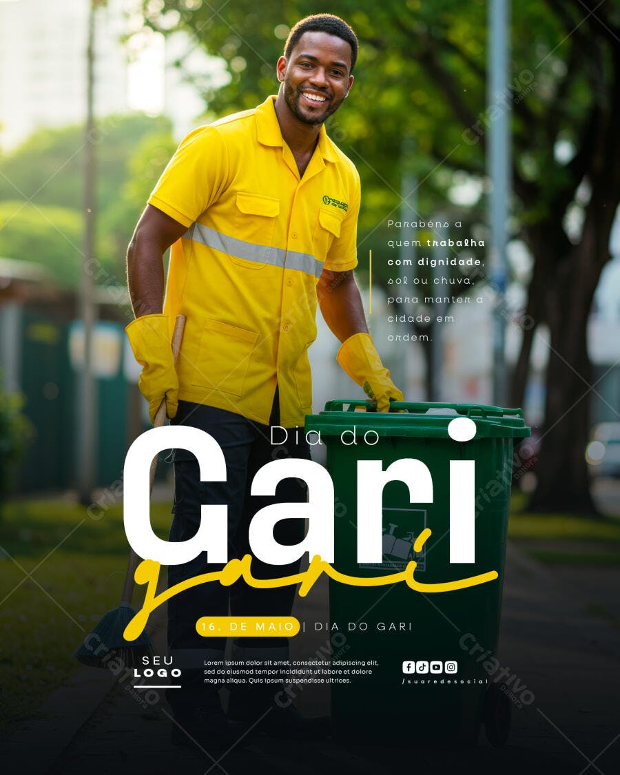 Flyer Dia do Gari PSD Editável