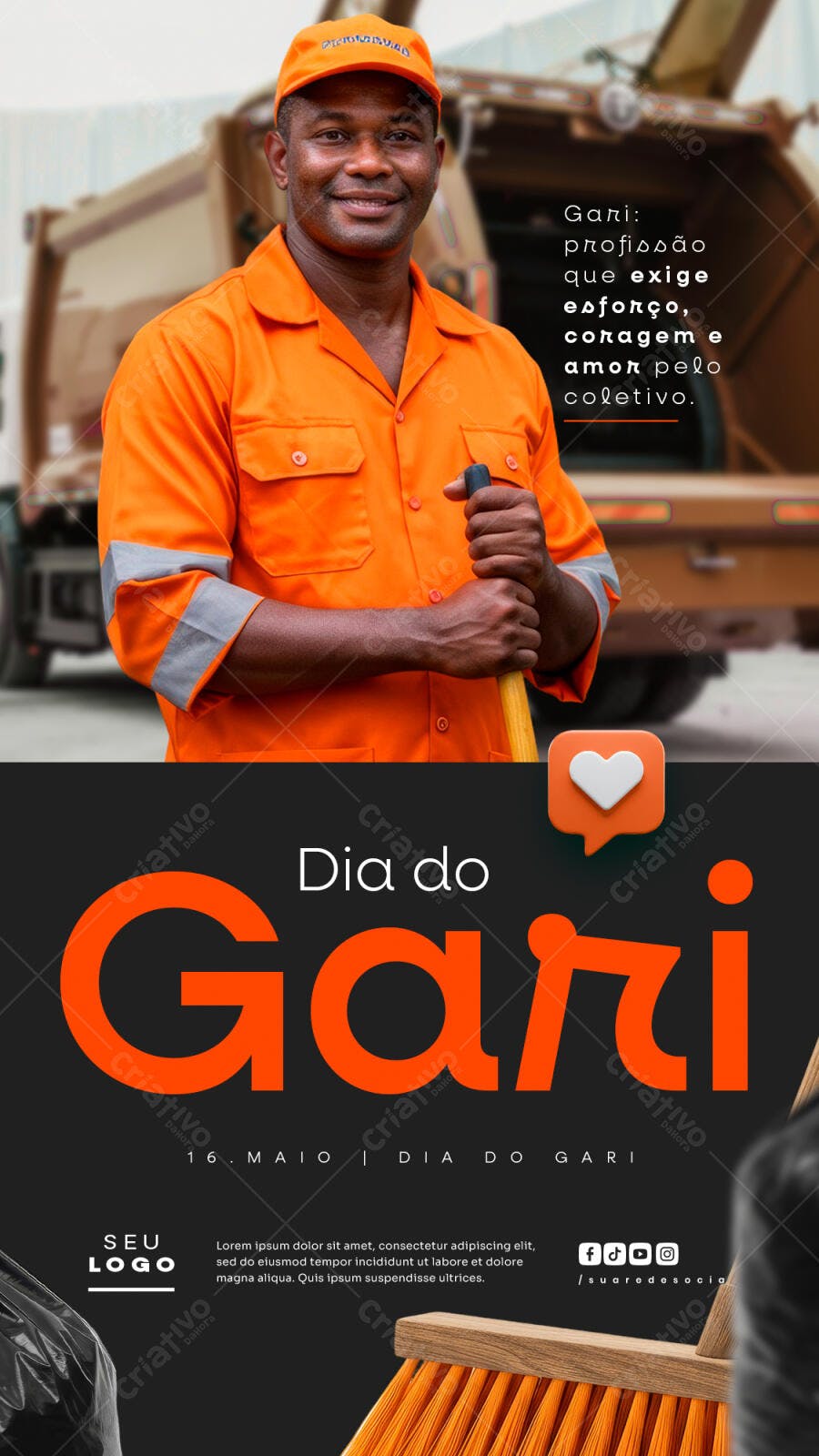 Post para o Dia do Gari PSD Editável