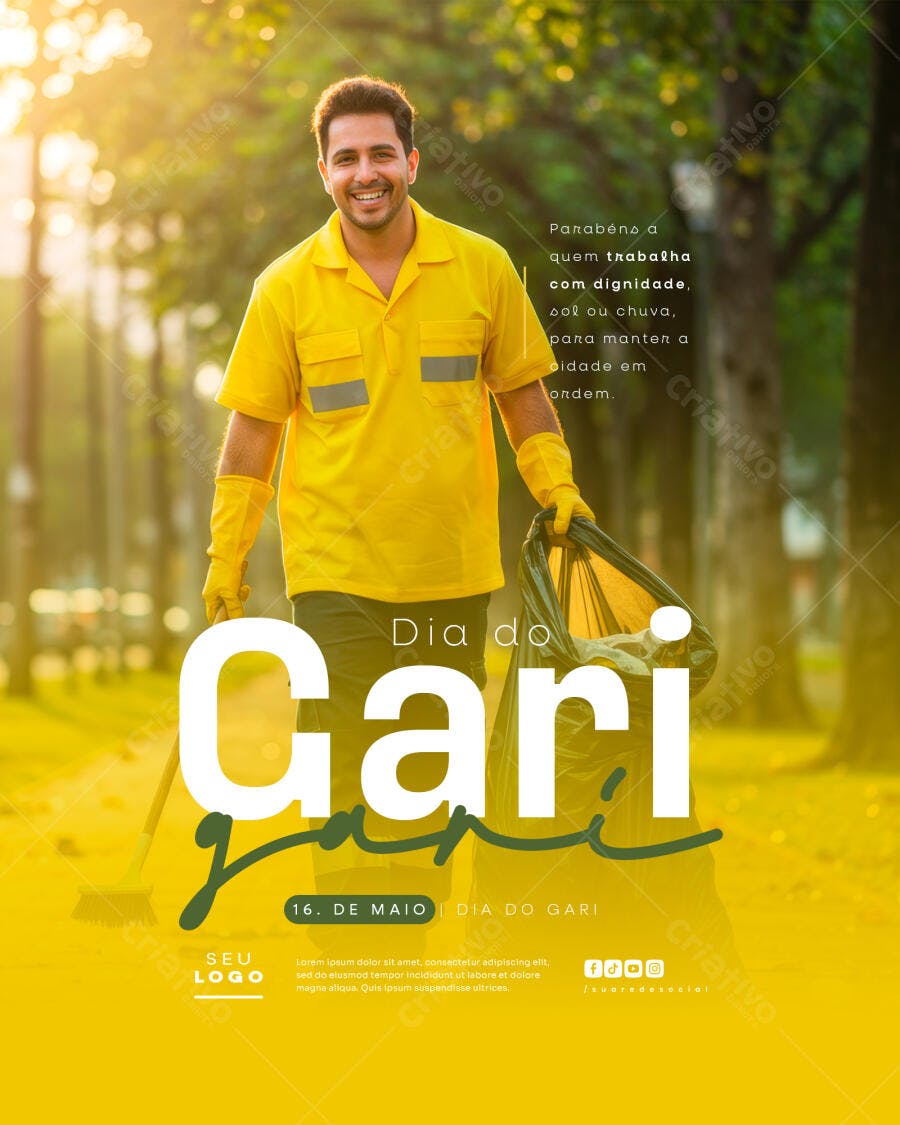 Flyer Dia do Gari PSD Editável