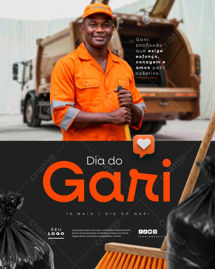 Flyer Dia do Gari PSD Editável