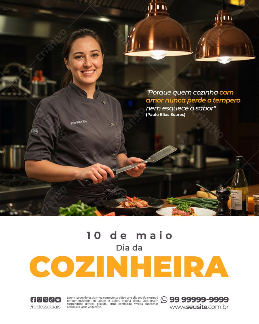 Flyer Dia da Cozinheira 10 de Maio PSD Editável