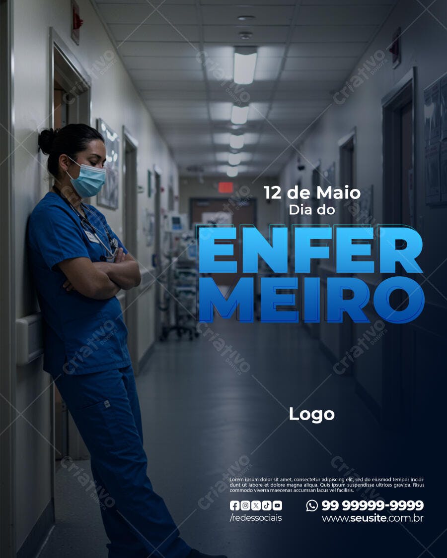 Flyer Dia do Enfermeiro 12 de Maio PSD Editável