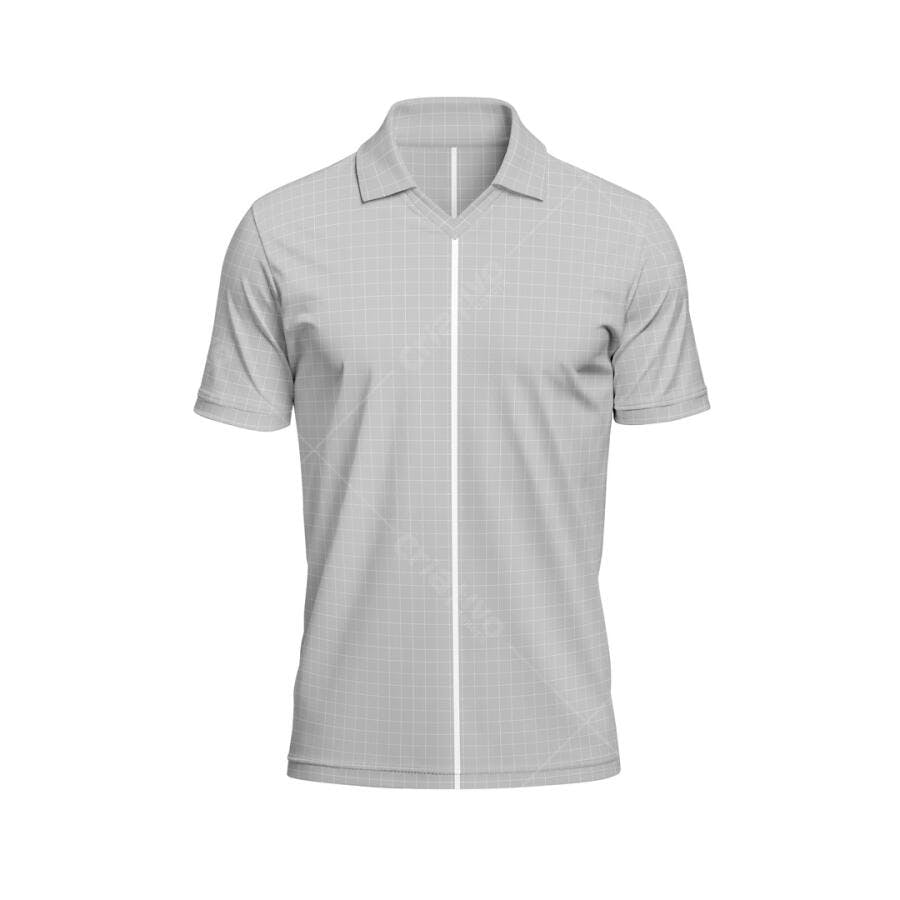 Mockup Camiseta Polo Cinza Claro - Modelo Masculino