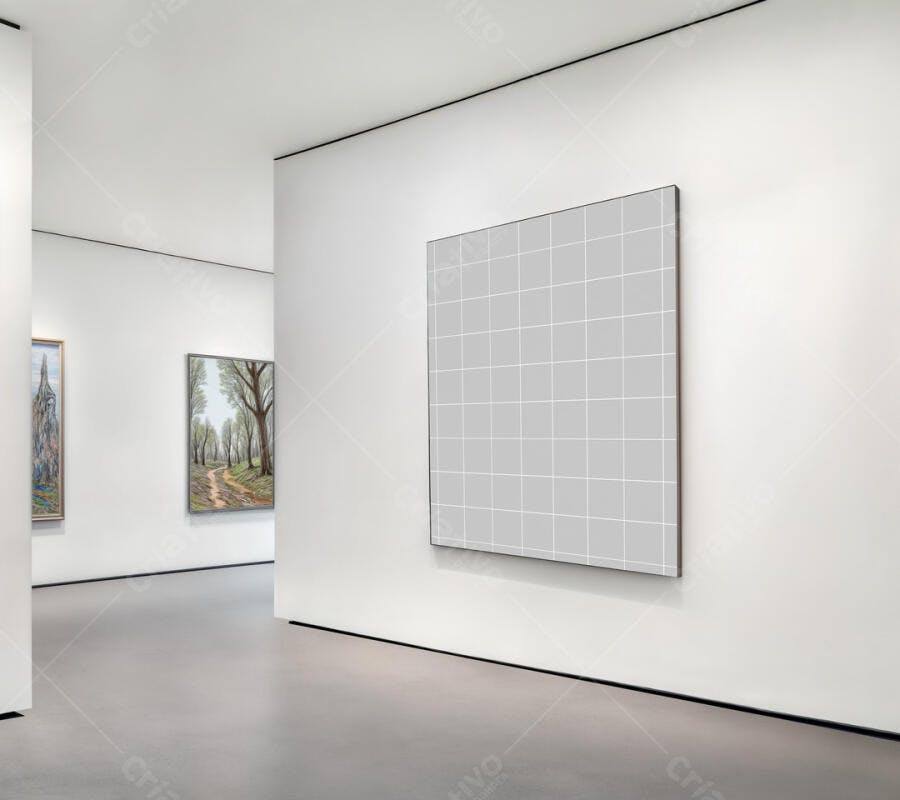 Mockup Quadro Moderno em Galeria de Arte