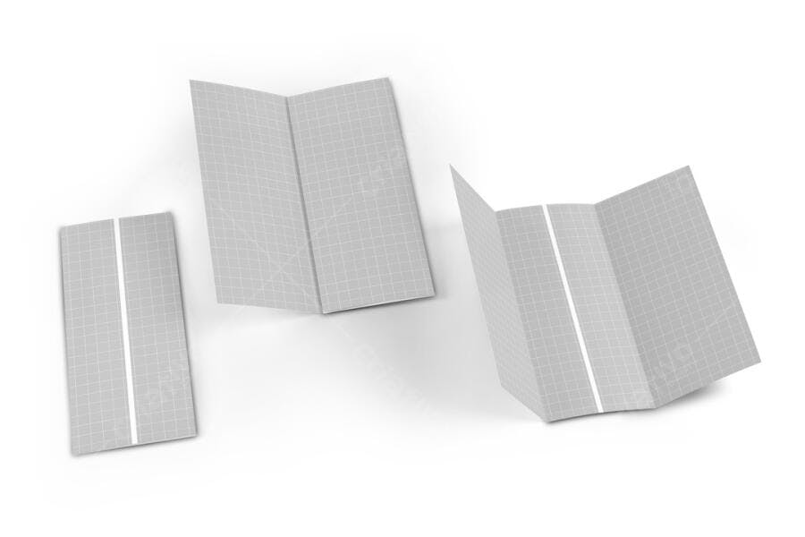 Mockup Tri-Fold Brochura: Design Minimalista em Tons de Cinza