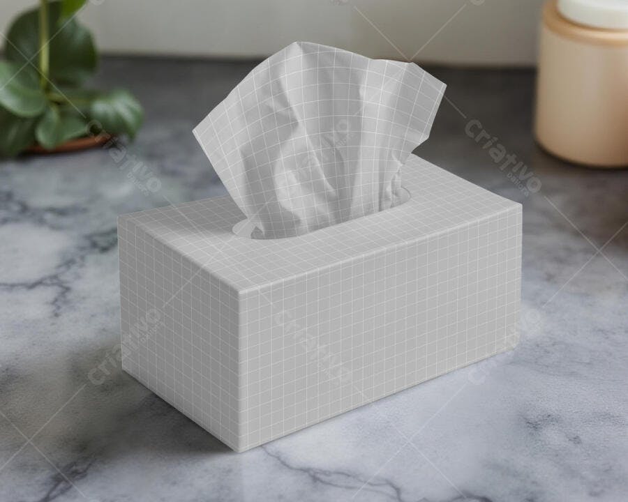 Mockup Caixa de Lenços de Papel Minimalista em Mármore