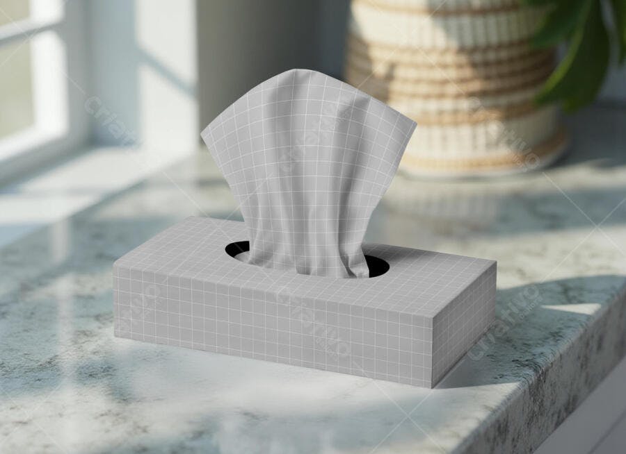 Mockup Caixa de Lenços de Papel Minimalista em Estilo Claro