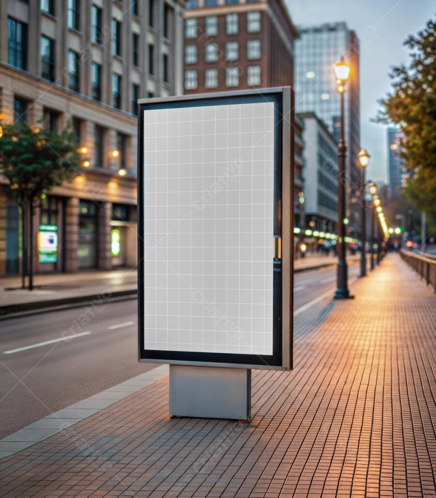 Mockup de Outdoor em Rua Noturna