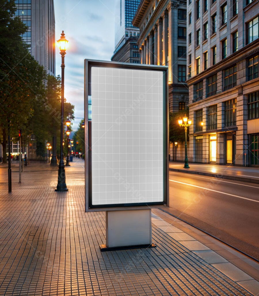 Mockup de Outdoor em Rua Noturna