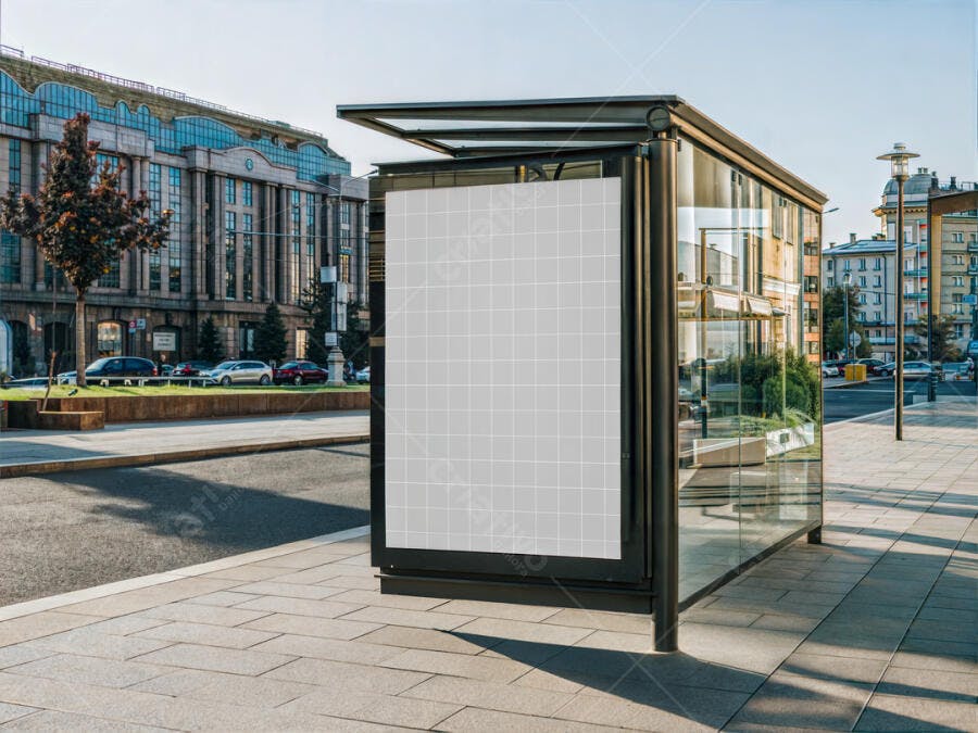 Mockup de Outdoor em Parada de Ônibus - Design Moderno