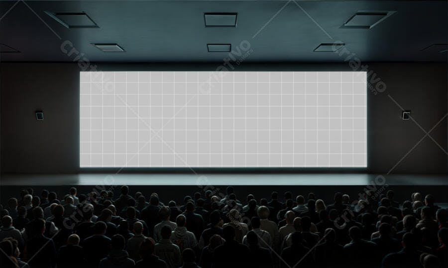 Mockup de Tela Gigante em Cinema Escuro