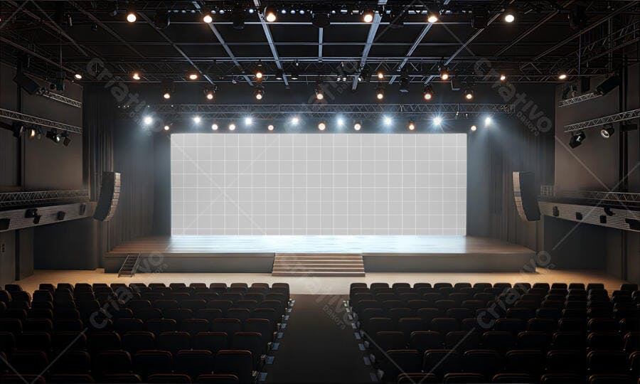 Mockup de Palco de Teatro Realista com Auditório