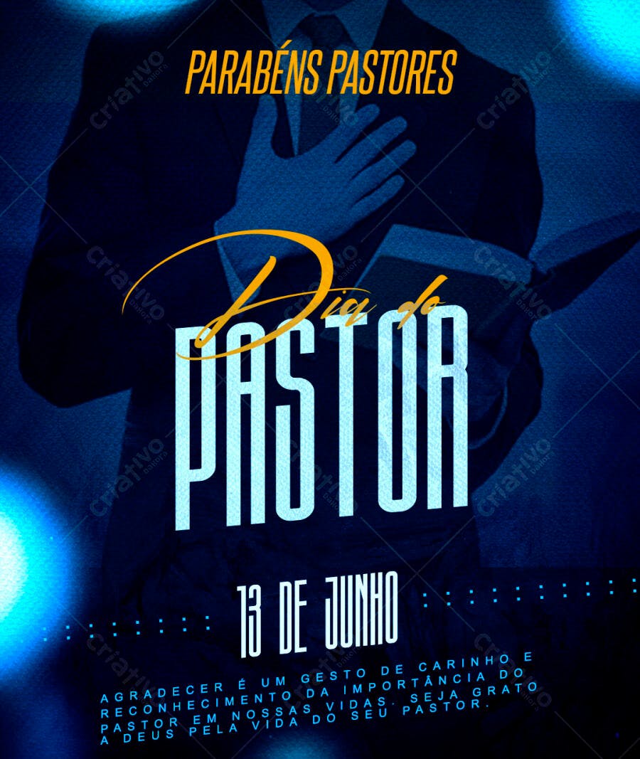Flyer Dia do Pastor 13 de Junho PSD Editável