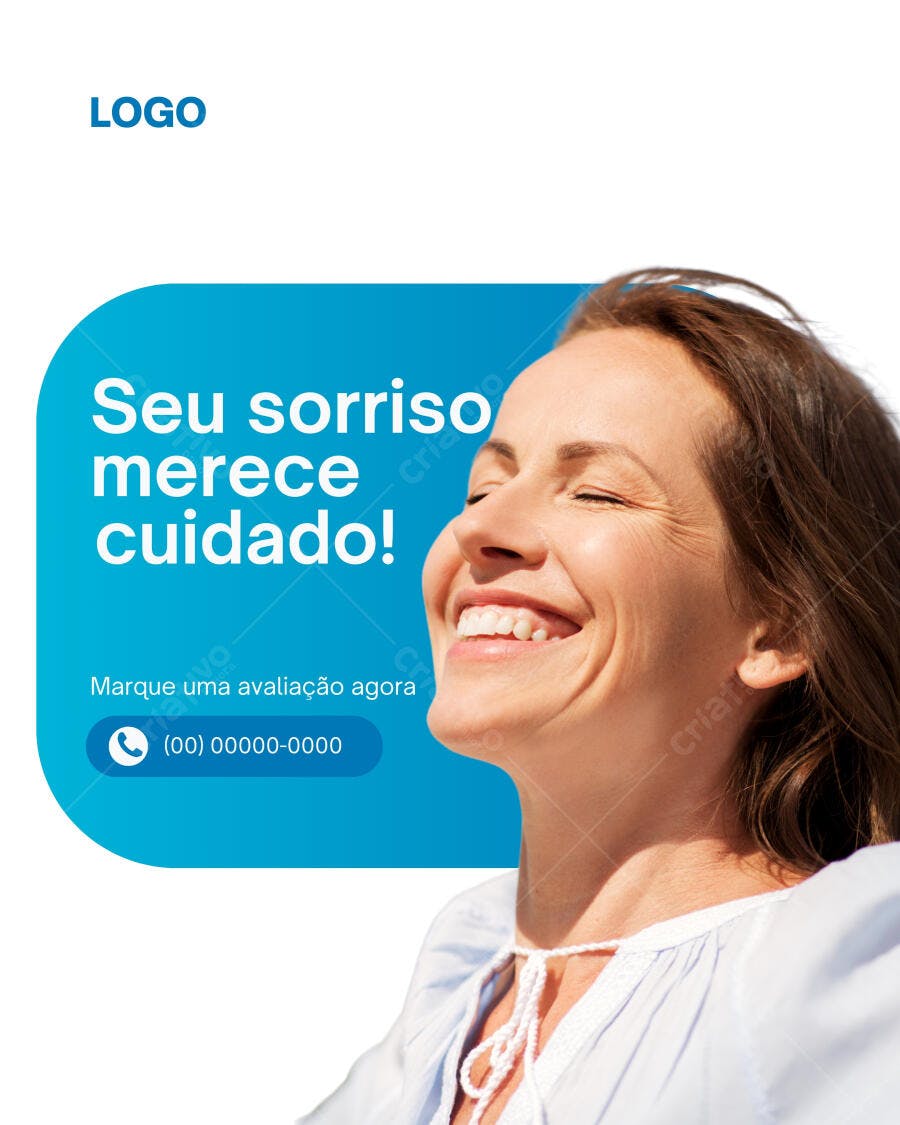 Post Instagram Odontológico com fundo azul claro Editável no Canva