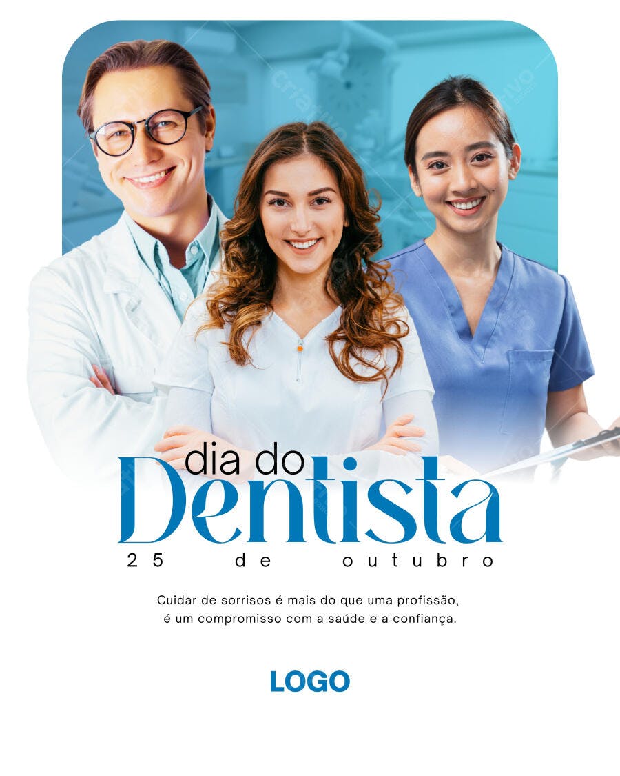 Post Instagram Dia do Dentista com fotos de dentistas Editável no Canva