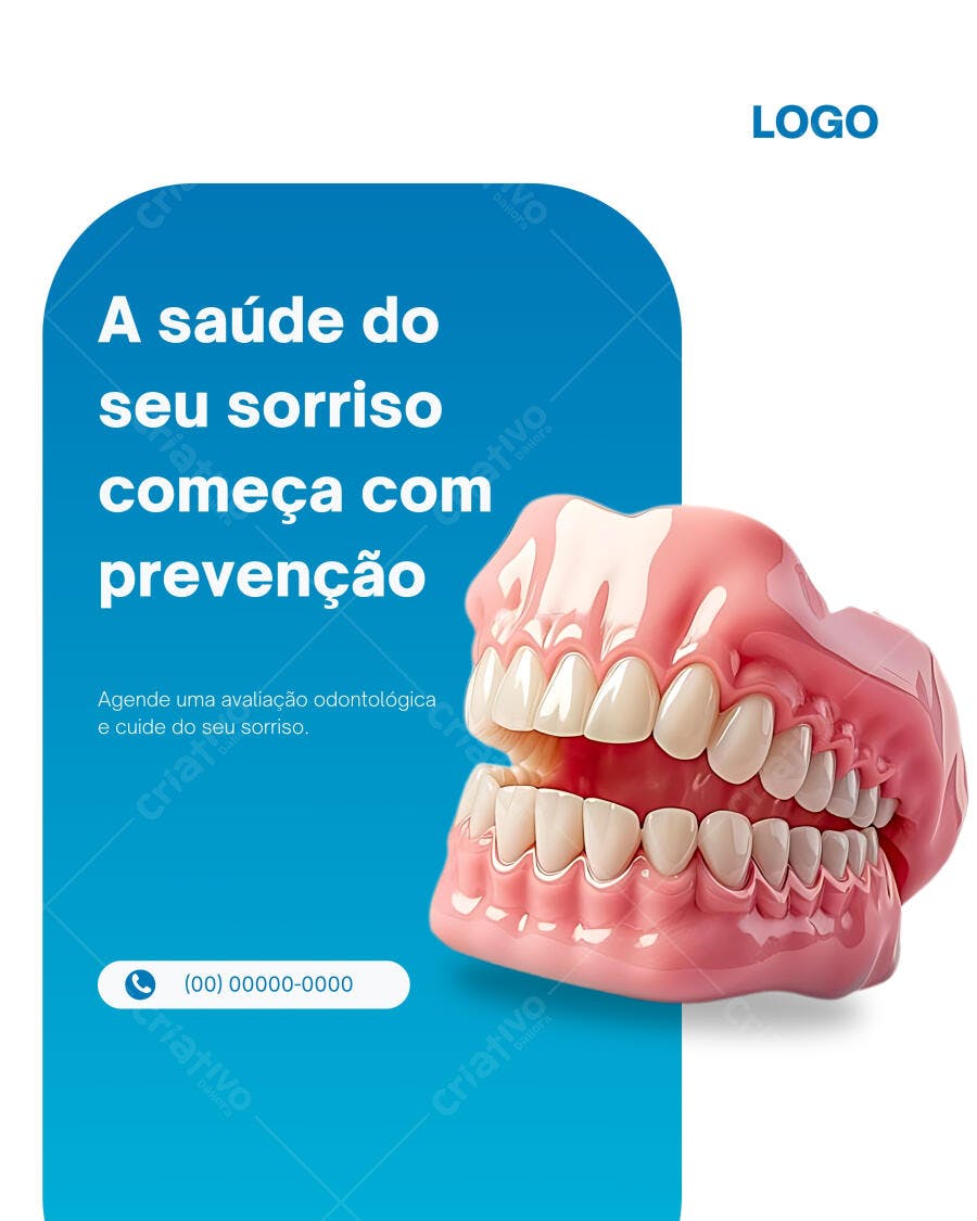 Post Instagram Odontológico Prevenção Rosa e Azul Editável no Canva