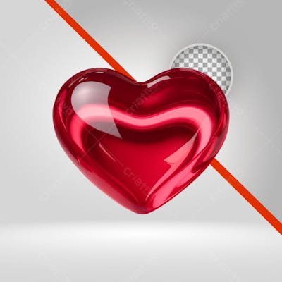 Coração 3d, Elemento png com fundo transparente, 