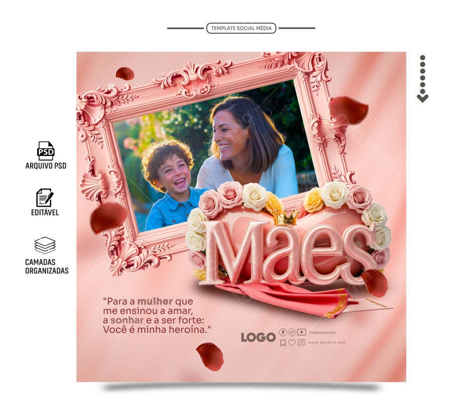 Postagem Dia das Mães PSD Editável