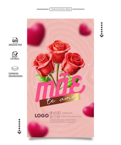 PSD storie editável dia das mães