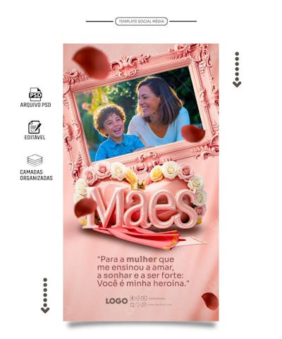 Storie psd feliz dia das mães