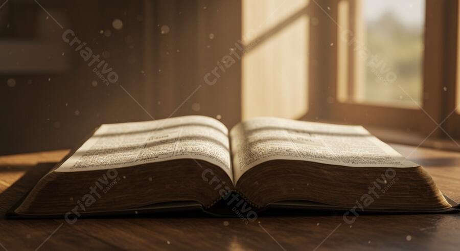 Livro aberto sob luz solar
