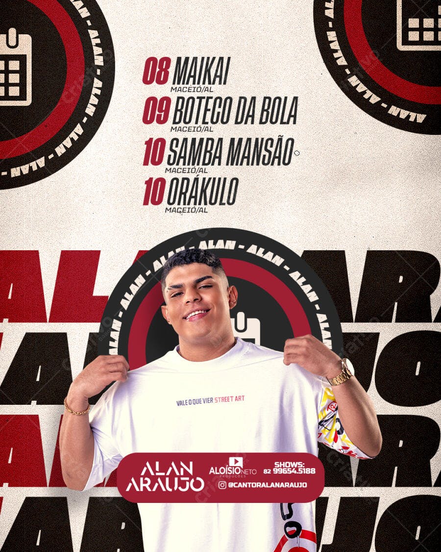 Flyer para Shows de Alan Araujo PSD Editável