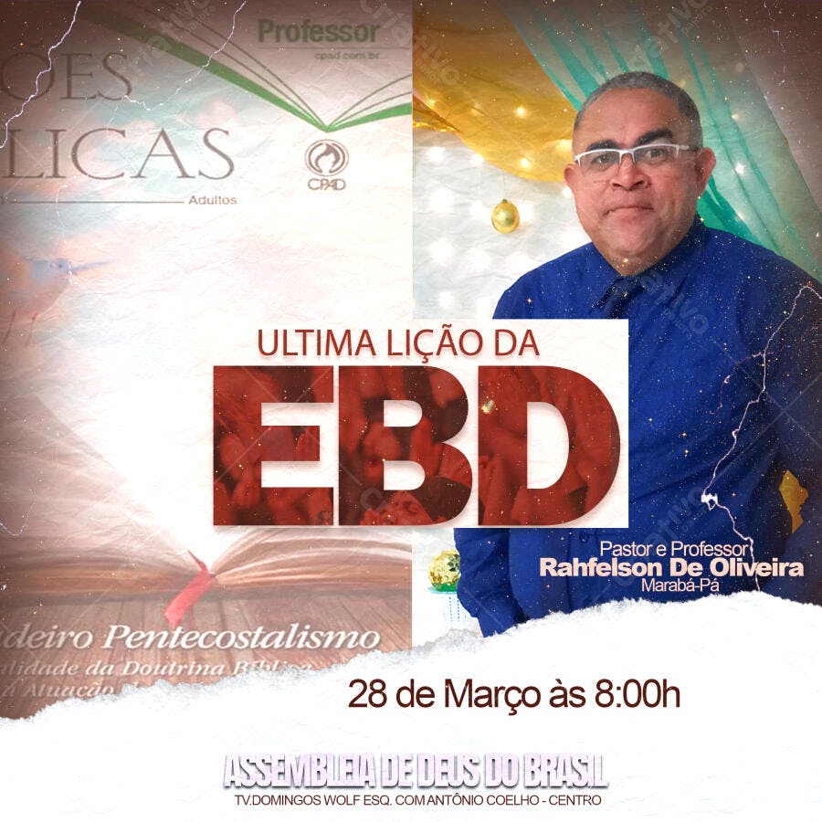 Flyer Igreja Última Lição EBD 28 de Março PSD Editável