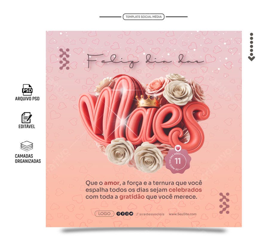 Postagem Dia das Mães PSD Editável