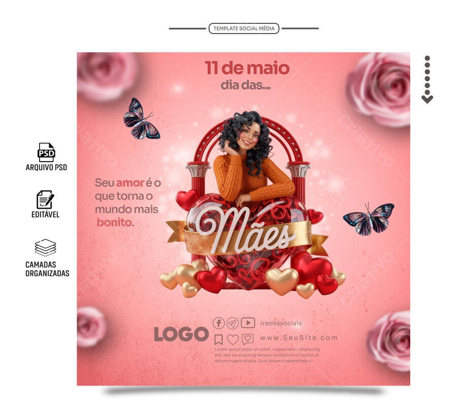 Postagem Dia das Mães PSD Editável
