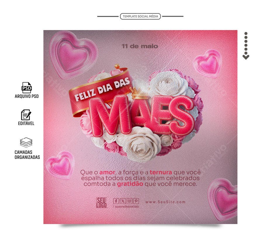 Postagem Dia das Mães PSD Editável