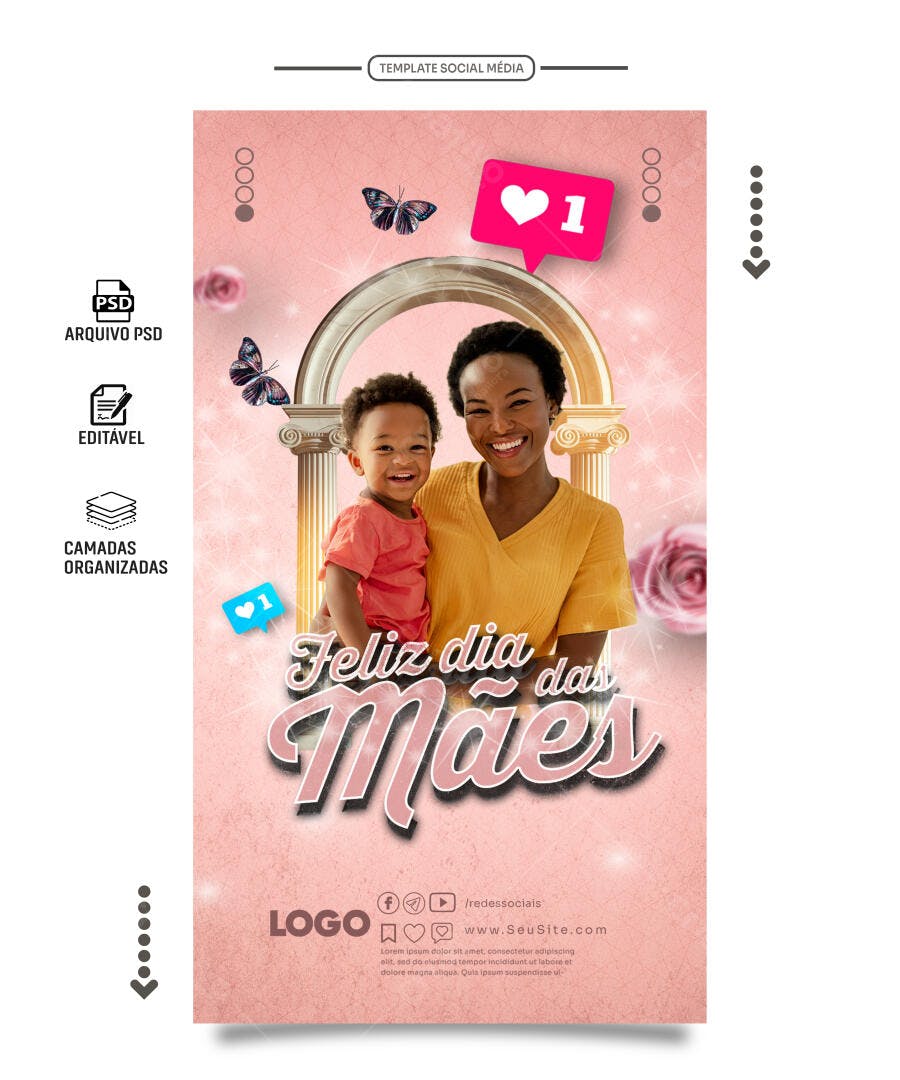 Post para Dia das Mães PSD Editável