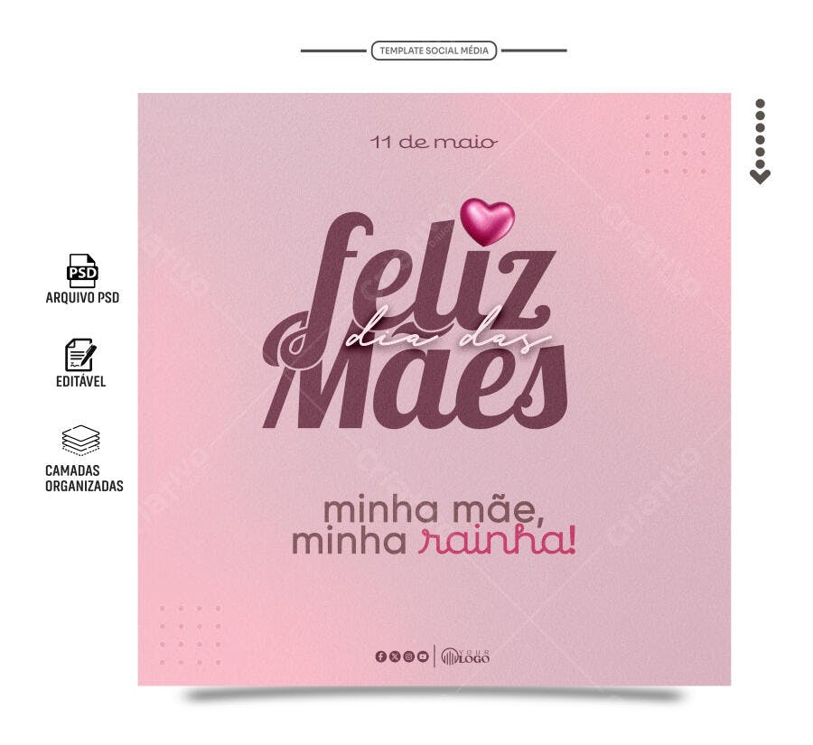 Postagem Dia das Mães PSD Editável