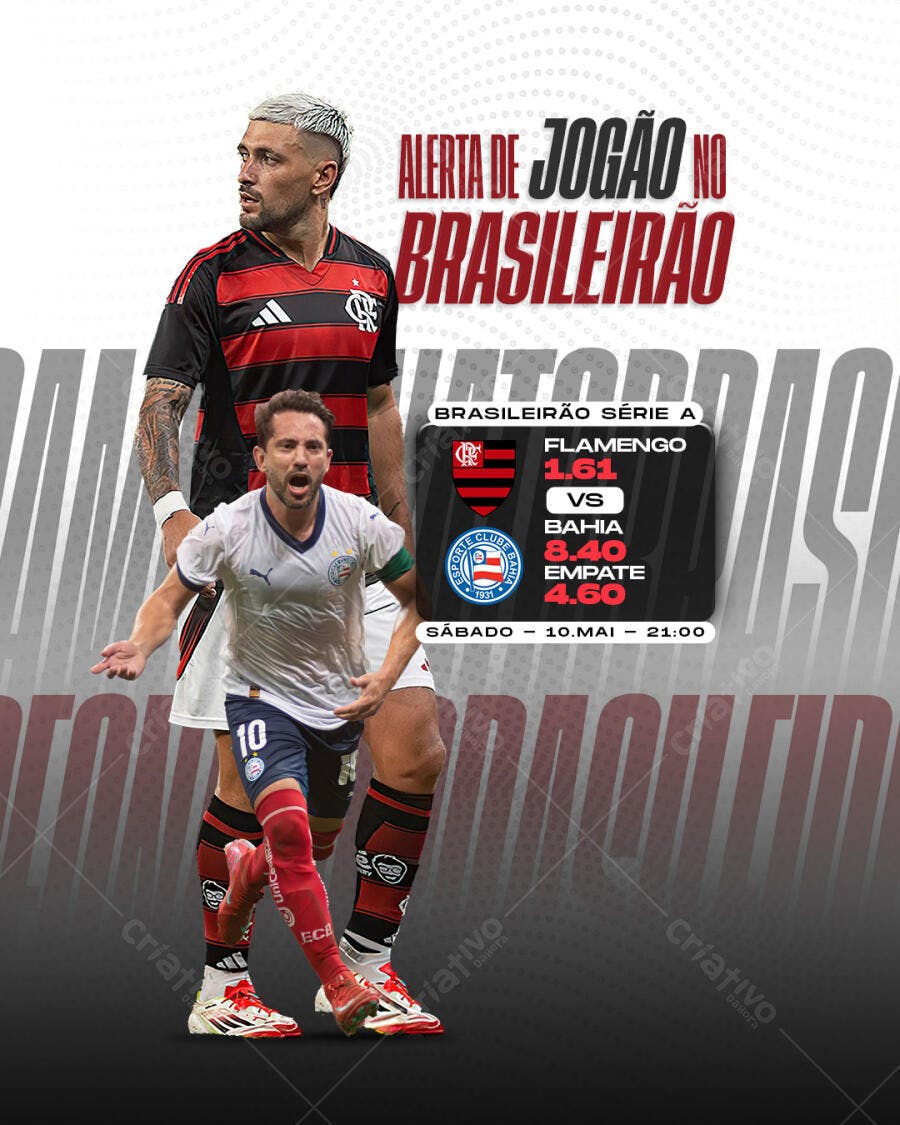 Post de Jogo Flamengo x Bahia PSD Editável