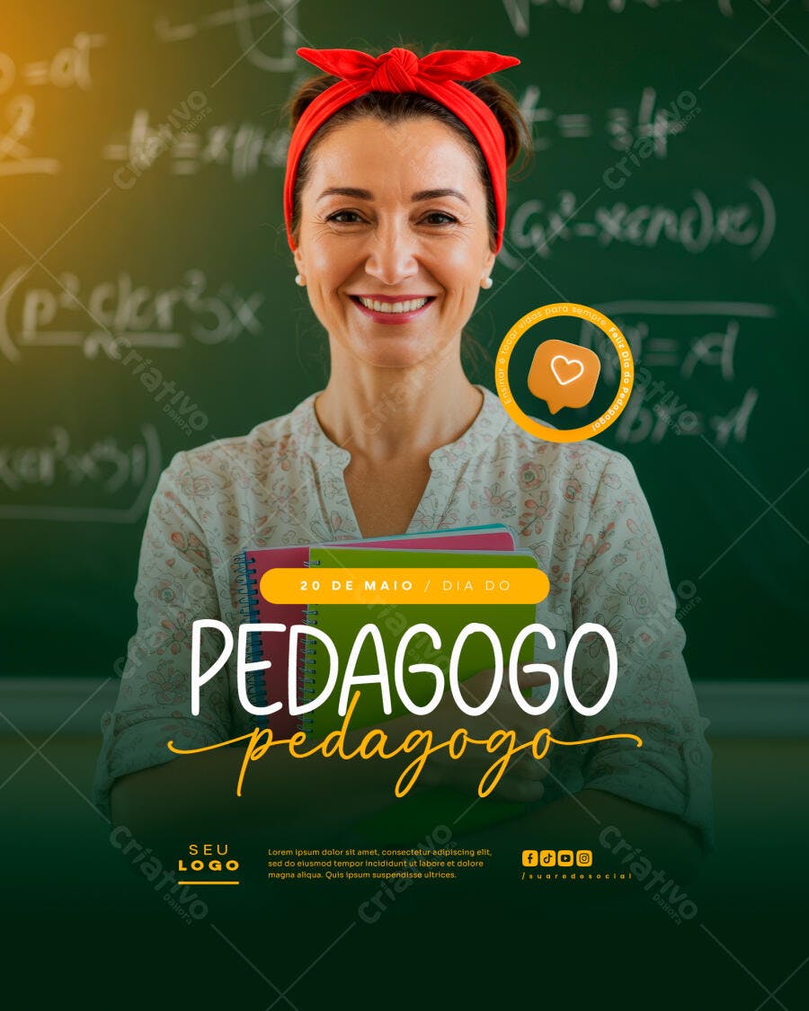 Flyer Dia do Pedagogo 20 de Maio PSD Editável