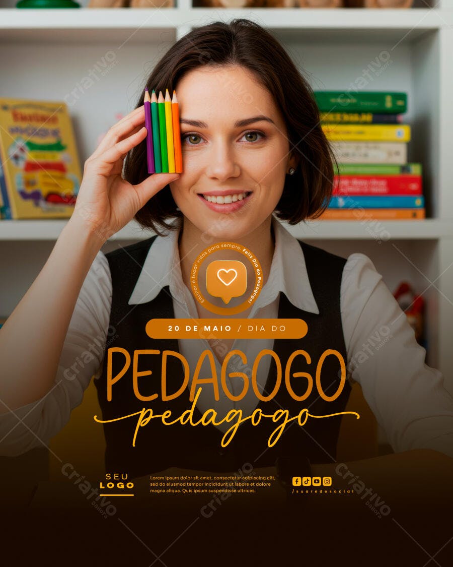 Flyer Dia do Pedagogo 20 de Maio PSD Editável