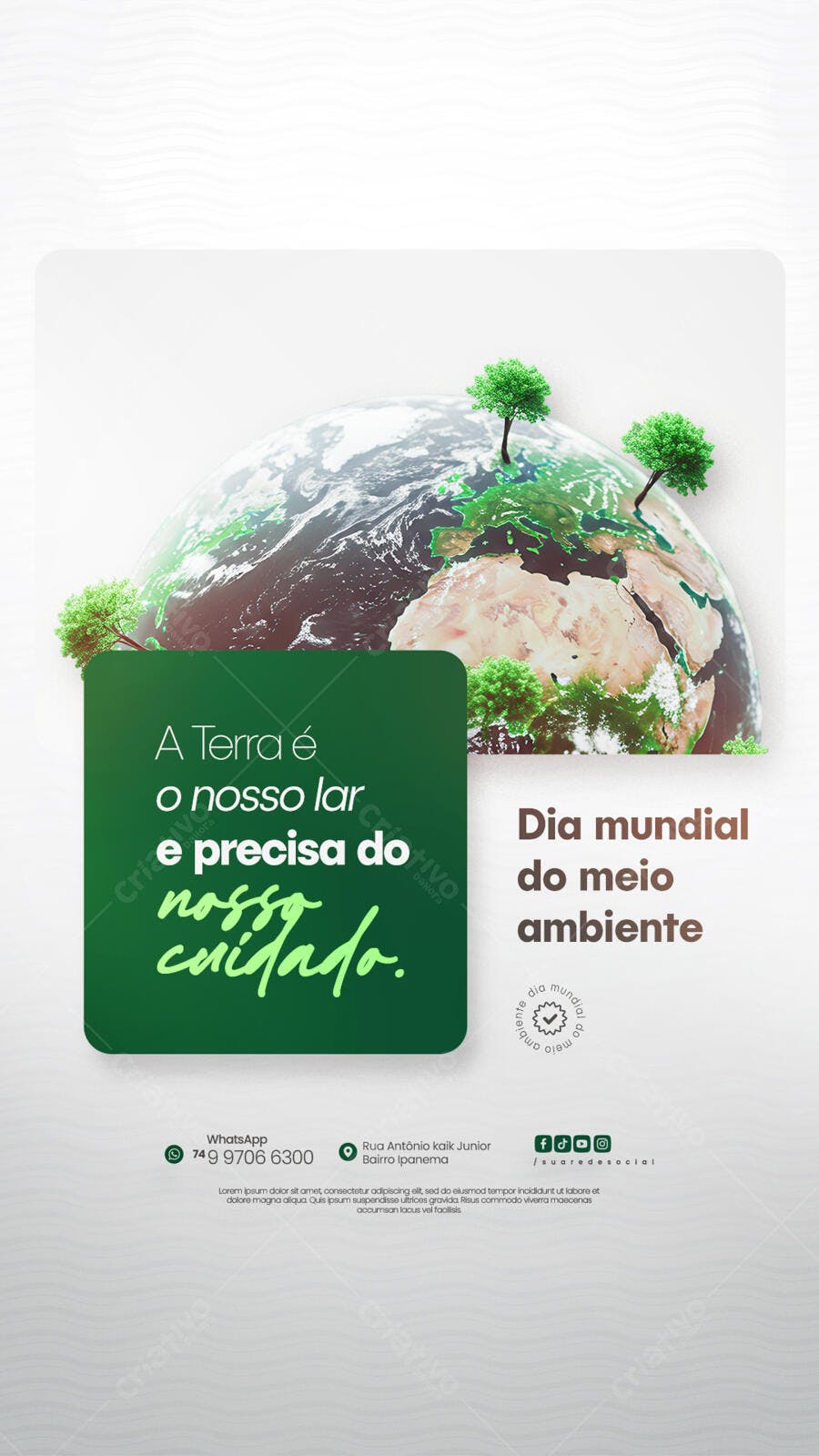 Post para o Dia Mundial do Meio Ambiente PSD Editável