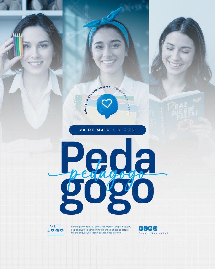 Flyer Dia do Pedagogo 20 de Maio PSD Editável