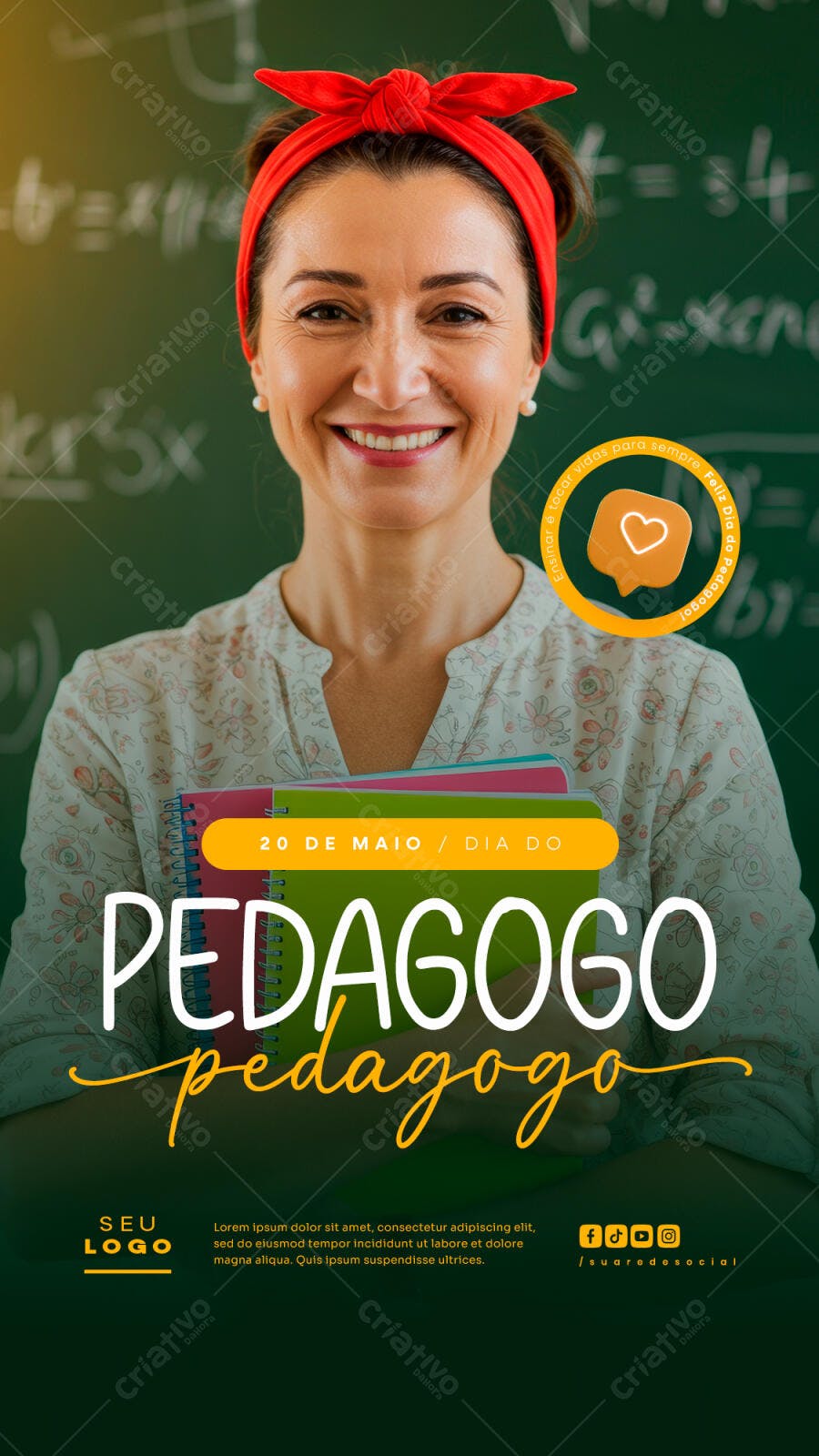 Flyer Dia do Pedagogo 20 de Maio PSD Editável