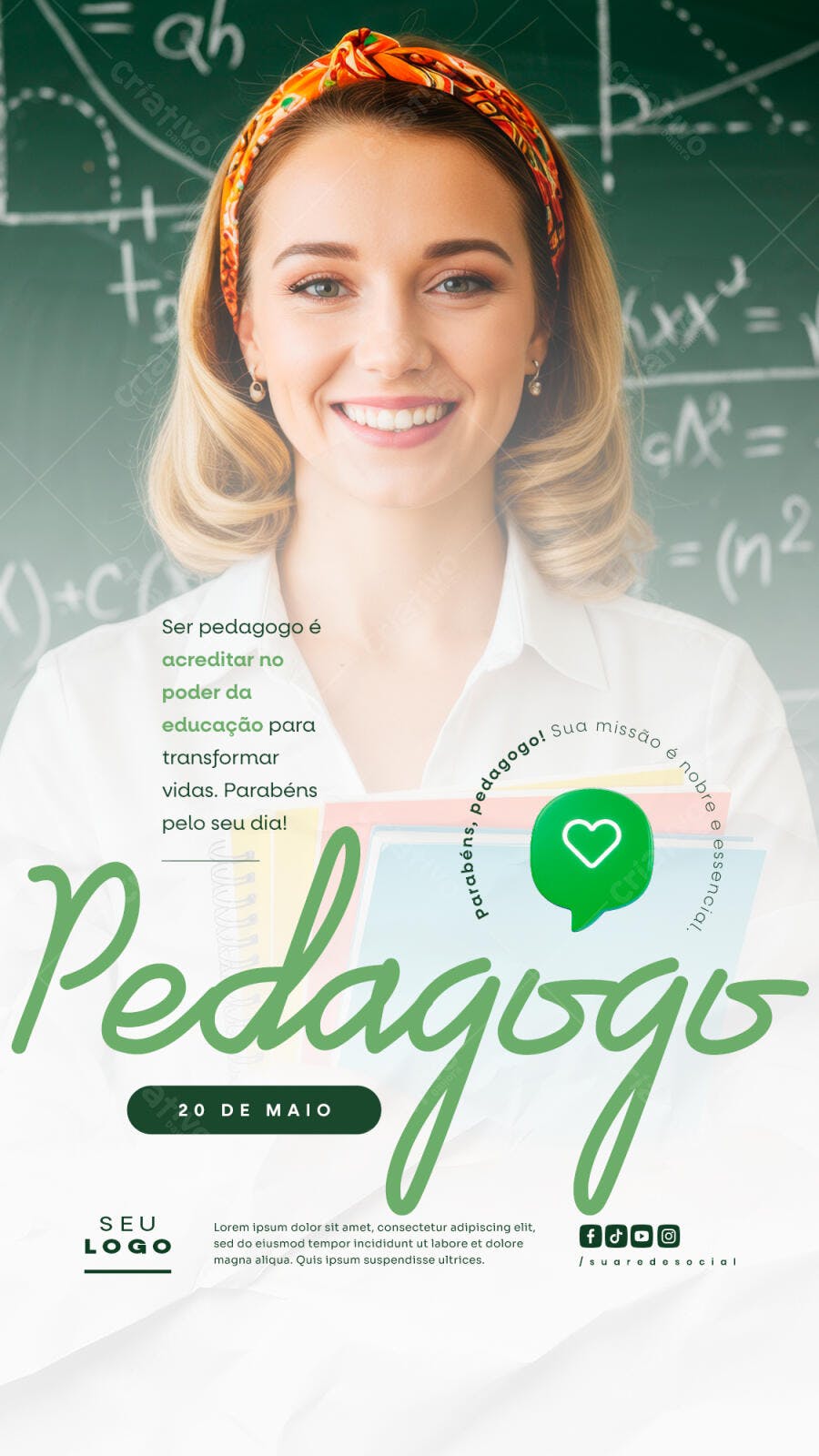 Flyer Dia do Professor 20 de Maio PSD Editável