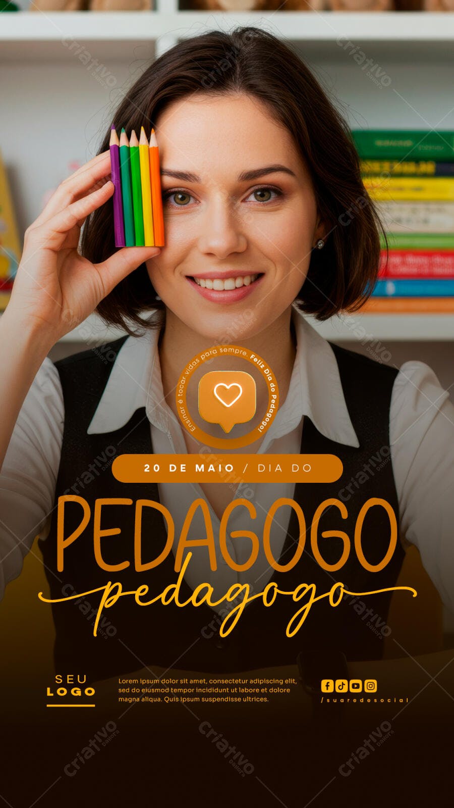 Flyer Dia do Pedagogo 20 de Maio PSD Editável