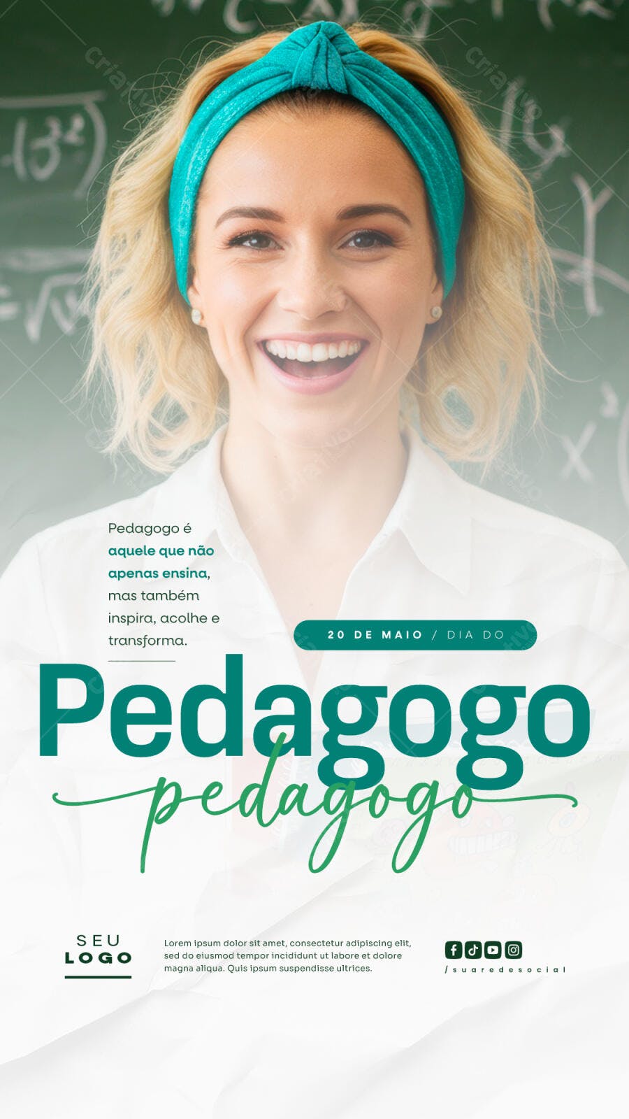 Flyer Dia do Pedagogo 20 de Maio PSD Editável