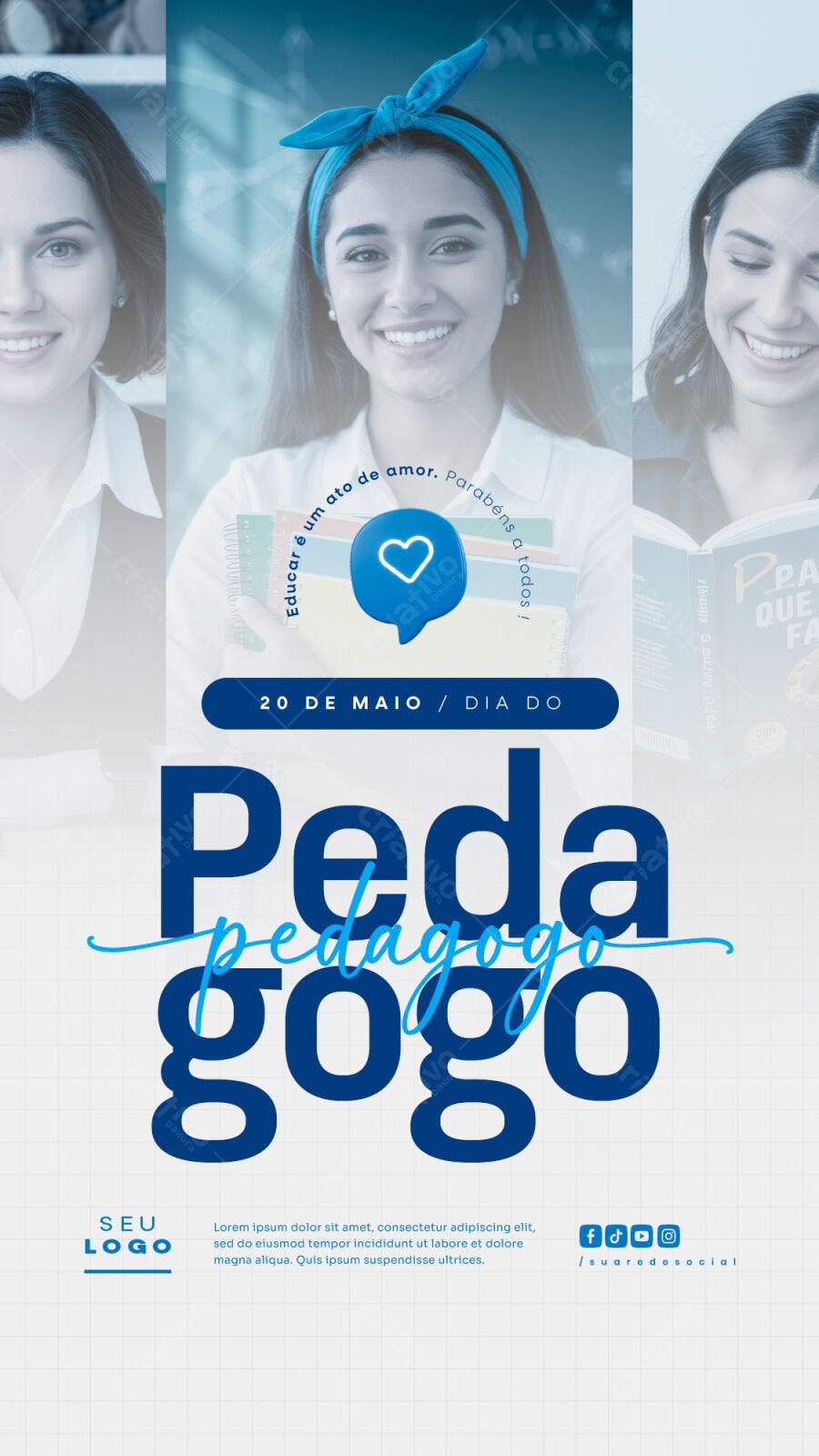 Flyer Dia do Pedagogo 20 de Maio PSD Editável
